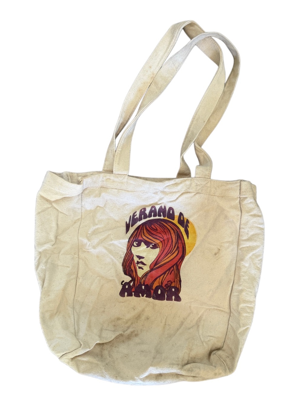 Summer of love spanish Canvas Tote Bag with Retro 'Verano de Amor' Graphic